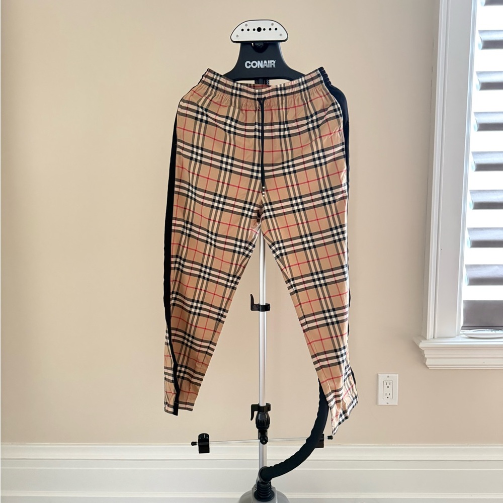 New Classic Plaid Track Pants in Beige